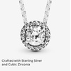 image:imagePANDORA Round Sparkle Halo Necklace  Adjustable Cubic Zirconia Pendant Necklace for Women  Everyday Jewelry for Her  With Gift BoxSterling Silver