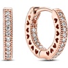image:imagePANDORA Signature Pav Heart Hoop Earrings  Gift for Her  14k Rose GoldPlated with Cubic Zirconia  With Gift Box