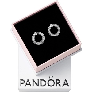 image:imagePANDORA Pav amp Logo Circle Reversible Stud Earrings  Gift for Her  Versatile Womens Earrings  Sterling Silver amp Cubic Zirconia  With Gift Box