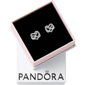 image:imagePANDORA Sparkling Infinity Heart Stud Earrings  Gift for Her  Sterling Silver Stud Earrings with Cubic Zirconia for Women  With Gift Box