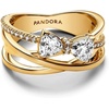 image:imagePANDORASparkling Bow amp Crossover Band RingGold platedWith Gift Box