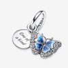 image:imagePANDORA Blue Butterfly amp Quote Double Dangle Charm  Bracelet Charm for PANDORA Moments Bracelets  Stunning Womens Jewelry  Made with Sterling Silver Cubic Zirconia amp Enamel  With Gift Box
