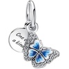 image:imagePANDORA Blue Butterfly amp Quote Double Dangle Charm  Bracelet Charm for PANDORA Moments Bracelets  Stunning Womens Jewelry  Made with Sterling Silver Cubic Zirconia amp Enamel  With Gift Box