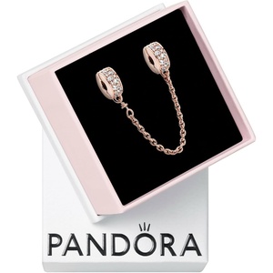 image:imagePANDORA Clear Pave Safety Chain Clip Charm  Compatible Moments  Gift for Her  Made Rose Cubic Zirconia amp Silicone  with Gift Box