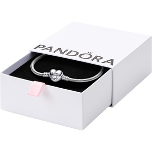 image:imagePANDORA Heart Clasp Snake Chain Bracelet  Heart Clasp  Romantic Jewelry for Her with Gift Box  Compatible Moments Charms  Sterling Silver75 Inches