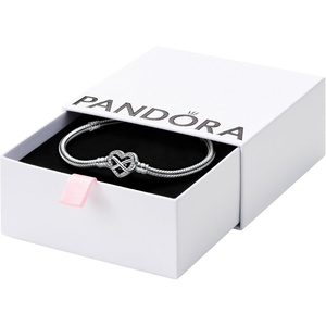 image:imagePANDORA Moments Sparkling Infinity Heart Clasp Snake Chain Bracelet  With Gift BoxSilver