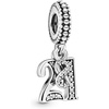 image:imagePANDORA 21st Celebration Dangle Charm  Compatible Moments  Sterling Silver with Clear Cubic Zirconia  Gift for Her  Jewelry for Women with Gift Box
