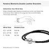 image:imagePANDORA Moments Double Woven Leather Bracelet with Silver Clasp  Sterling Silver Bracelet  Jewelry for Women  Includes Gift Box15 Inches