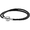 image:imagePANDORA Moments Double Woven Leather Bracelet with Silver Clasp  Sterling Silver Bracelet  Jewelry for Women  Includes Gift Box173 Inches