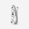 image:imagePANDORA Crossover Pav Triple Band Ring  Silver Ring for Women  Gift for Her  Sterling Silver with Clear Cubic Zirconia  With Gift Box