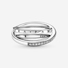 image:imagePANDORA Crossover Pav Triple Band Ring  Silver Ring for Women  Gift for Her  Sterling Silver with Clear Cubic Zirconia  With Gift Box
