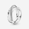 image:imagePANDORA Crossover Pav Triple Band Ring  Silver Ring for Women  Gift for Her  Sterling Silver with Clear Cubic Zirconia  With Gift Box