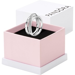 image:imagePANDORA Crossover Pav Triple Band Ring  Silver Ring for Women  Gift for Her  Sterling Silver with Clear Cubic Zirconia  With Gift Box