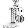 image:imagePANDORA 16th Celebration Dangle Charm  Bracelet Charm for PANDORA Moments Bracelets  Sterling Silver with Clear Cubic Zirconia  Gift for Her  Jewelry for Women with Gift Box
