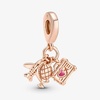 image:imagePANDORA Airplane Globe amp Suitcase Triple Dangle Charm  Gift for Her  Compatible Moments Rose Charm  With Gift Box