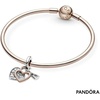 image:imagePANDORA Heart Padlock Double Dangle Charm  Gift for Her  Compatible Moments Rose amp Sterling Silver with Cubic Zirconia  With Gift Box