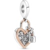 image:imagePANDORA Heart Padlock Double Dangle Charm  Gift for Her  Compatible Moments Rose amp Sterling Silver with Cubic Zirconia  With Gift Box