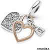 image:imagePANDORA Heart Padlock Double Dangle Charm  Gift for Her  Compatible Moments Rose amp Sterling Silver with Cubic Zirconia  With Gift Box