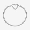 image:imagePANDORA Moments Heart Clasp Snake Chain Bracelet  Charm Bracelet for Women  Compatible Moments Charms  Gift for Her  Sterling Silver  With Gift Box63 Inches