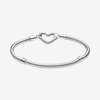 image:imagePANDORA Moments Heart Clasp Snake Chain Bracelet  Charm Bracelet for Women  Compatible Moments Charms  Gift for Her  Sterling Silver  With Gift Box63 Inches