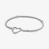 image:imagePANDORA Moments Heart Clasp Snake Chain Bracelet  Charm Bracelet for Women  Compatible Moments Charms  Gift for Her  Sterling Silver  With Gift Box91 Inches