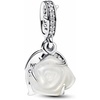 image:imagePANDORA Moments White Rose in Bloom Double Dangle Charm  Sterling Silver Charm with Bioresin ManMade Mother of Pearl amp Cubic Zirconia  Jewelry for Women  Includes Gift Box