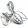 image:imagePANDORA Moments White Rose in Bloom Double Dangle Charm  Sterling Silver Charm with Bioresin ManMade Mother of Pearl amp Cubic Zirconia  Jewelry for Women  Includes Gift Box