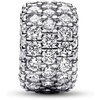 image:imagePANDORA Sparkling Pav Triplerow Charm  Gift for Her  Compatible Moments  Sterling Silver with Cubic Zirconia  With Gift Box