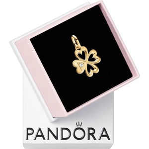 image:imagePANDORA Heart FourLeaf Clover Medallion Charm  Bracelet Charm ME Bracelets  14k Gold with Clear Cubic Zirconia  Gift for Her  Jewelry for Women with Gift Box