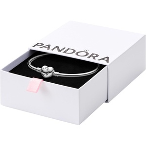 image:imagePANDORA Jewelry Bangle with Heart Clasp  Compatible Moments Charms  Gift for Her  Sterling Silver Bracelet  With Gift Box83 Inches
