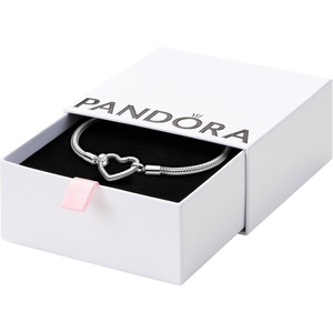 image:imagePANDORA Moments Heart Clasp Snake Chain Bracelet  Charm Bracelet for Women  Compatible Moments Charms  Gift for Her  Sterling Silver  With Gift Box83 Inches