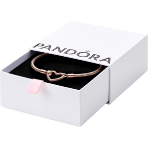 image:imagePANDORA Moments Heart Closure Snake Chain Bracelet  Made With 14K Rose GoldPlated Unique Metal Blend  Jewelry for Women  Includes Gift Box67 Inches