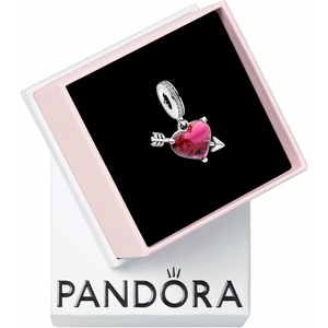 image:imagePANDORA Moments Red Heart amp Arrow Murano Glass Dangle Charm  Sterling Silver Charm with Cubic Zirconia amp Murano Glass  Jewelry for Women  Includes Gift Box
