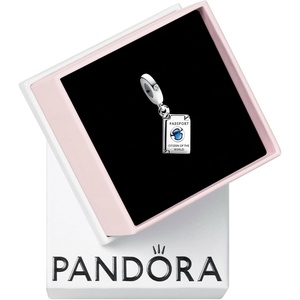 image:imagePANDORA Openable Passport Dangle Charm  Compatible with PANDORA Moments  Gift for Her  Sterling Silver amp Enamel with Blue Cubic Zirconia  With Gift Box