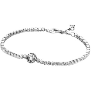 image:imagePANDORA Sparkling Halo Tennis Bracelet  Silver Bracelet for Women  Gift for Her  Sterling Silver amp Cubic Zirconia  With Gift Box71 Inches