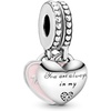 image:imagePANDORA Jewelry Mother and Daughter Hearts Dangle Compatible Moments  Sterling Silver Charm with Cubic Zirconia  Comes with Gift Box