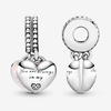 image:imagePANDORA Jewelry Mother and Daughter Hearts Dangle Compatible Moments  Sterling Silver Charm with Cubic Zirconia  Comes with Gift Box