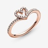 image:imagePANDORA Sparkling Wishbone Heart Ring  Stackable Ring for Women  Gift for Her with Clear Cubic Zirconia  With Gift BoxRose Gold