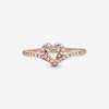 image:imagePANDORA Sparkling Wishbone Heart Ring  Stackable Ring for Women  Gift for Her with Clear Cubic Zirconia  With Gift BoxRose Gold