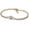 image:imagePANDORA Timeless Sparkling Halo Tennis Bracelet  14K Gold Plated Unique Metal Blend and Cubic Zirconia  Jewelry for Women  Includes Gift Box160 Centimeters