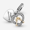 image:imagePANDORA TwoTone Happy Anniversary Dangle Charm  Compatible Moments  Jewelry for Women  Gift for Women  Sterling Silver Gold amp Cubic Zirconia  With Gift Box