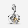 image:imagePANDORA TwoTone Happy Anniversary Dangle Charm  Compatible Moments  Jewelry for Women  Gift for Women  Sterling Silver Gold amp Cubic Zirconia  With Gift Box