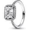 image:imagePANDORA Rectangular Sparkling Halo Ring  Statement or Promise Ring for Her  Silver Ring for Women  Gift for Her  Sterling Silver with Cubic Zirconia  With Gift Box