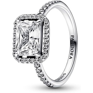 image:imagePANDORA Rectangular Sparkling Halo Ring  Statement or Promise Ring for Her  Silver Ring for Women  Gift for Her  Sterling Silver with Cubic Zirconia  With Gift Box