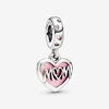 image:imagePANDORA Mom Script Heart Dangle Charm  Gift for Her  Compatible with PANDORA Moments  Sterling Silver with Cubic Zirconia amp Enamel  With Gift Box