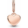 image:imagePANDORA Moments Engravable Heart Tag Dangle Charm  14K Rose GoldPlated Charm with Clear Cubic Zirconia  Jewelry for Women  Includes Gift Box
