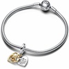 image:imagePANDORA Moments LabGrown Diamond Engravable Mom Double Dangle Charm  Sterling Silver and 14K GoldPlated Charm with LabGrown Diamond  Jewelry for Women  Includes Gift Box