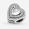 image:imagePANDORA Sparkling Leveled Hearts Charm  Gift for Her  Compatible Moments  Sterling Silver with Cubic Zirconia  With Gift Box
