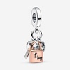image:imagePANDORA Twotone Key Padlock amp Heart Triple Dangle Charm  Compatible Moments  Made Rose Sterling Silver amp Cubic Zirconia  With Gift Box