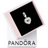 image:imagePANDORA Pearlescent White Heart Double Dangle Charm  Gift for Her  Compatible with PANDORA Moments  Sterling Silver with ManMade Stones  With Gift Box